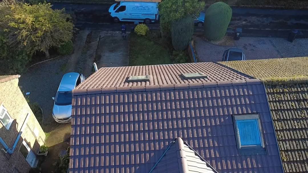 Finished roof with roof windows